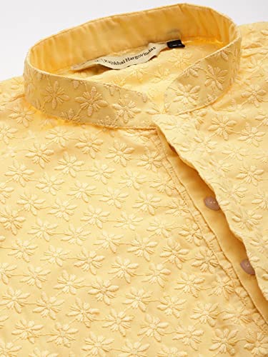 Image of Rajubhai Hargovindas Men Pure Cotton Chikankari Embroidered Straight Kurta