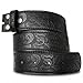 Leather Belt Strap with Embossed Western Scrollwork 1.5" Wide with Snaps (Black-M)