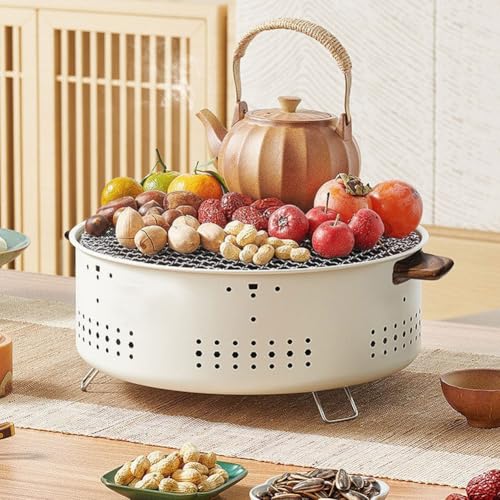 Parrilla portátil para barbacoa doméstica de acero con tapa de camping 4