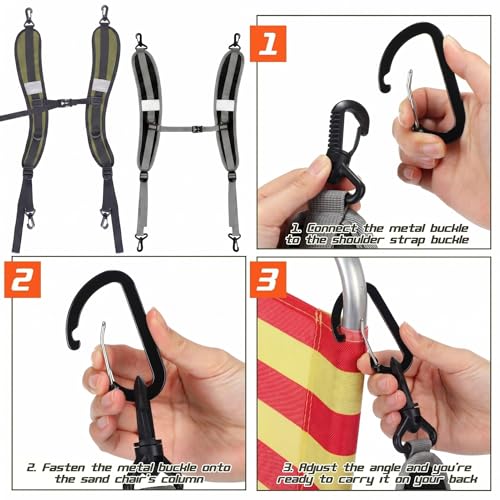 Outus 2 Pack Beach Chair Backpack Straps Adjustable Shoulder, Green, Black by Outus - Used condition - Image 3