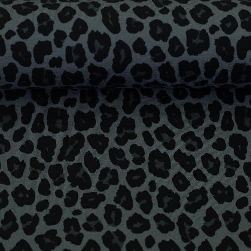 Baumwolljersey Leomuster – 2 Farben – Öko-Tex Standard 100 – 160 cm breit – Meterware ab 50 cm - für Kinder- und Damenkleidung (anthrazit)