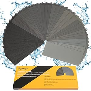 STEBRUAM Wet and Dry Sanding Paper, 42 Pcs Assorted Grit Sandpaper 120 to 3000 Wet and Dry Sandpaper Waterproof for Wood…