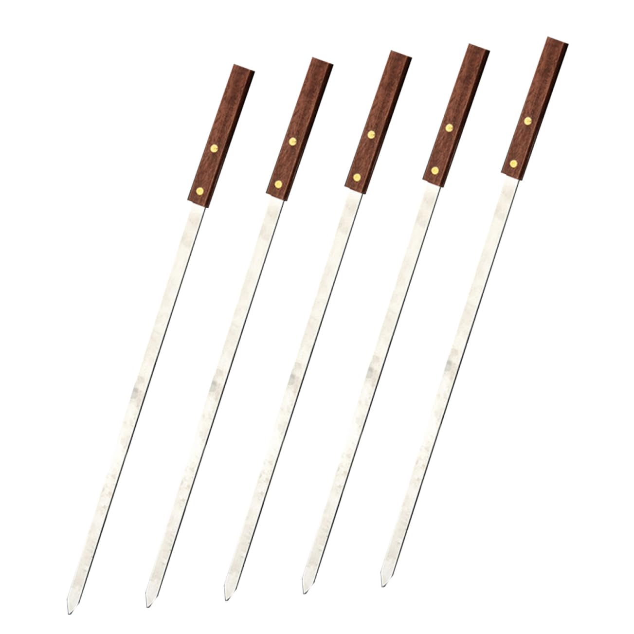 ifundom 5pezzi Spiedini Per Barbecue in Acciaio Inox Riutilizzabili Spiedini Per Carne Piatti Manico in Legno Antiruggine e Durevoli Per Cottura Uniforme Per Barbecue in Famiglia e Feste a