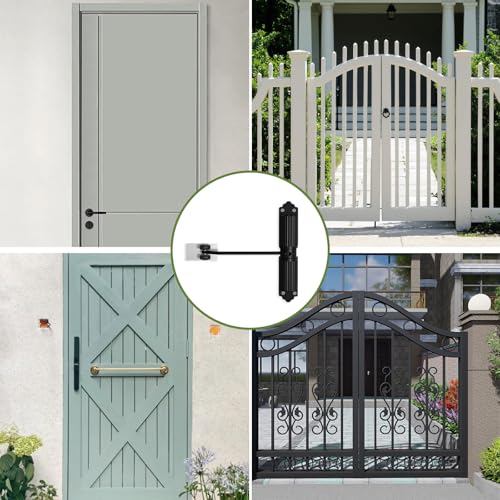 XHYASD Automatischer Türschließer Gartentor, Edelstahl Federbelasteter Türschließer mit Schrauben und Einstellhebel für Zimmertür, Büro, Gartentor (Schwarz)