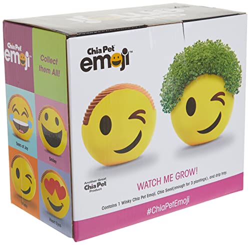Chia Pet Emoji Winky With Seed Pack, Decorative Pottery Planter, Easy To Do And Fun To Grow, Novelty Gift, Perfect For Any Occasion #TOP4