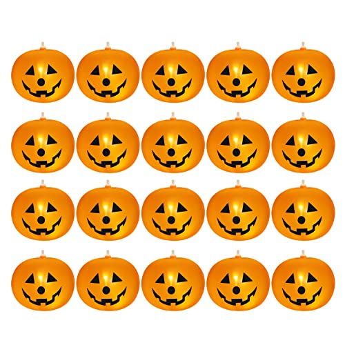 DRAMBOR Globos de Calabaza de Halloween Decoración Inflable Niños 20PCS Brillantes Smiley Globos Con Luz para Árbol Patio Césped Jardín Decoración de Fiesta Cover