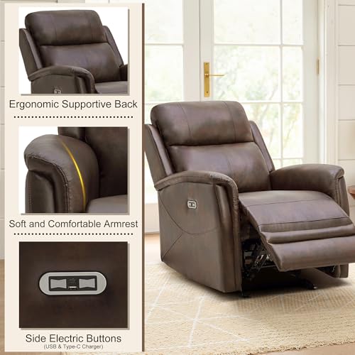Sillón plegable piel sintética marrón miniatura 5