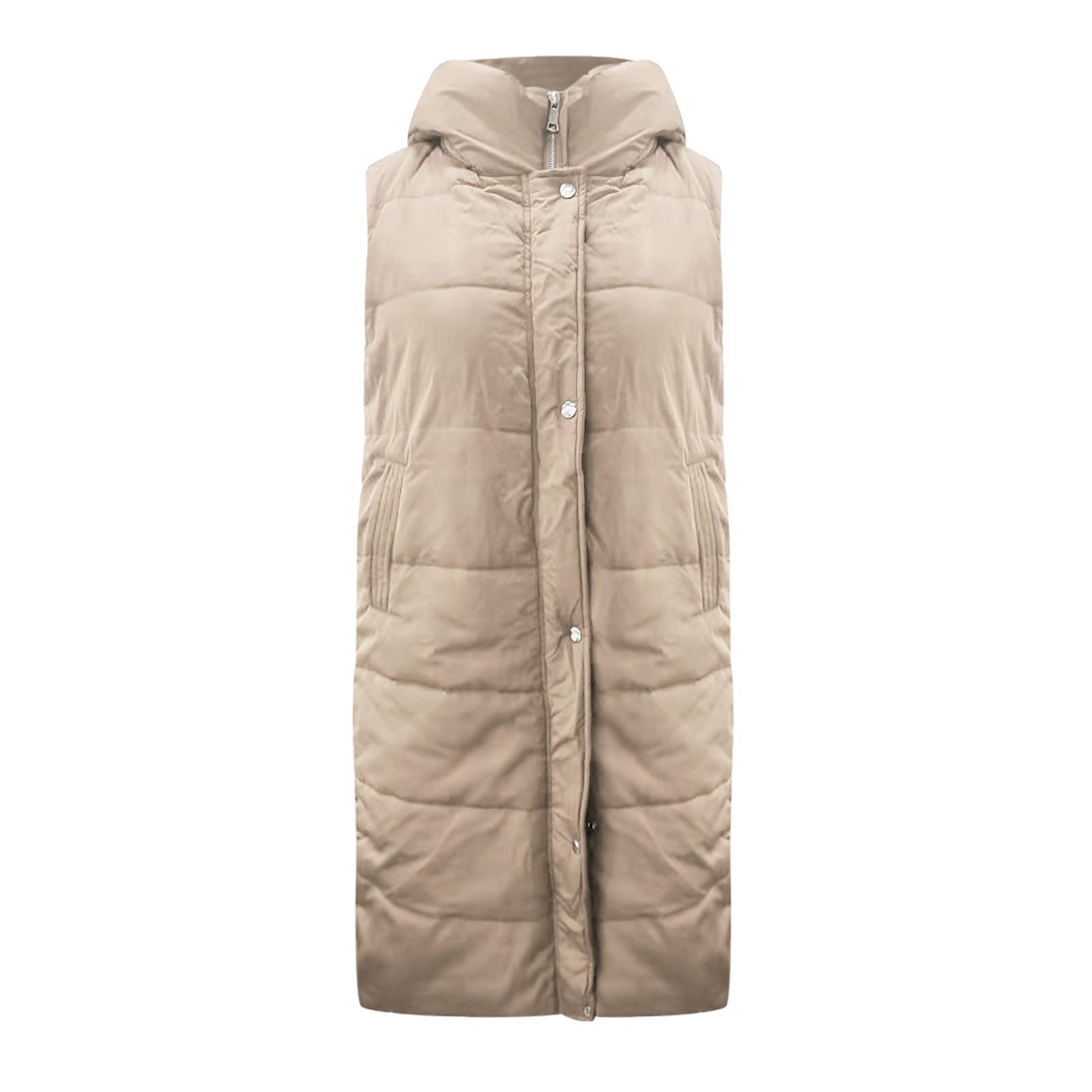 Chaleco largo para mujer, chaleco largo para mujer, con capucha, chaleco sin mangas, cálido, chaleco largo de plumas, chaqueta acolchada para invierno, chaqueta acolchada para invierno