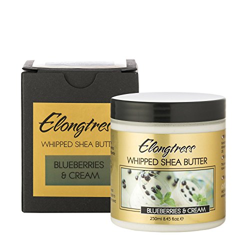 Whipped Shea Butter By Elongtress: All Natural Moisturizing Shea Butter For Flawless Skin And Luscious Hair –Nourishing And Rejuvenating Body And Face Moisturizer - 8 Fragrances (Blueberries & Cream)
