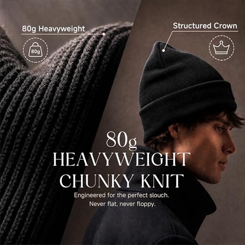 Image of Beanie for Men Women Warm Winter Hat Windproof Thick Knitted Cuffed Unisex Skull Cap