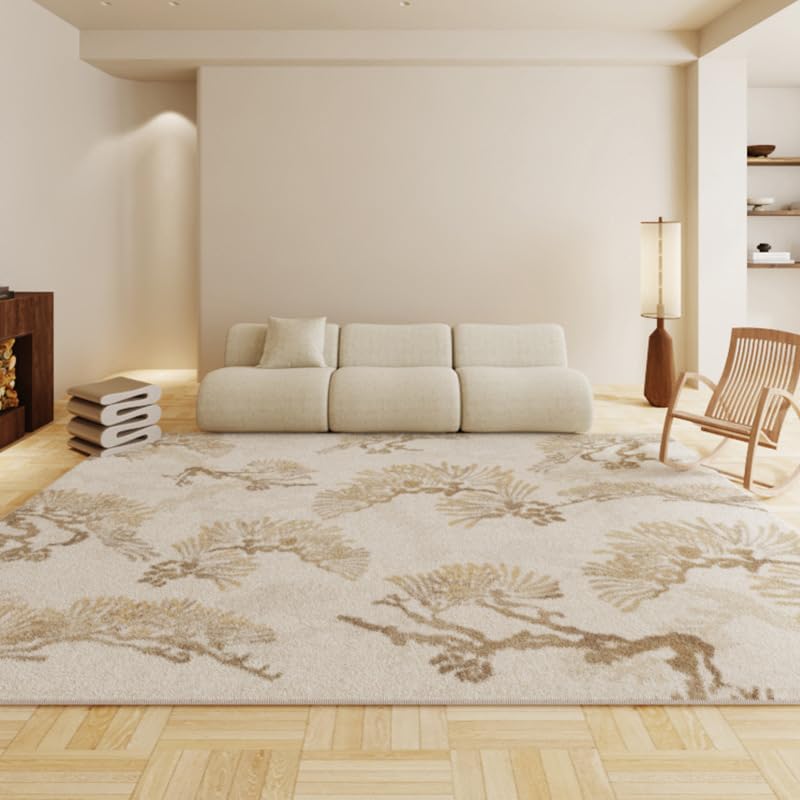 Tapis de bureau moderne beige 160x230cm poil ras doux antidérapant