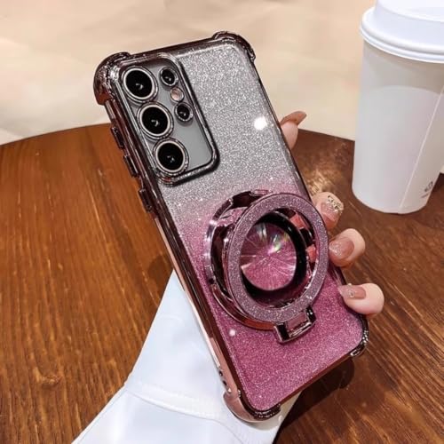 Étui pour Galaxy A35 Rose avec Support Intégré et Paillettes Chic