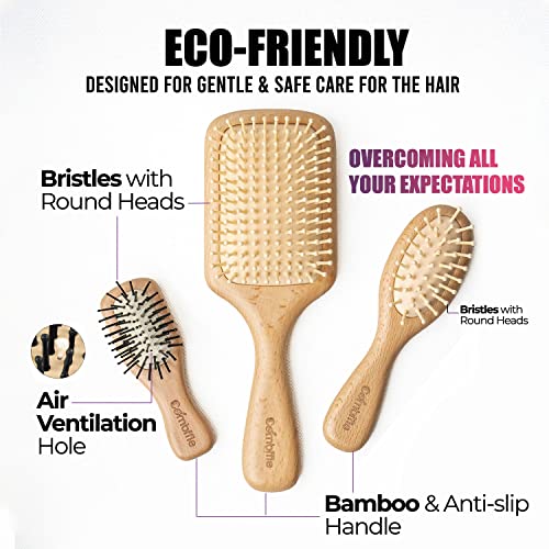 Combffle Salon Hair Brushes Hairbrush 7 In1 Combo Set (5 Wooden Brush + 2 Comb) W Carrying Bag,For Women Men Kids Baby Hairstyle Hairbrushes Paddle Brush For Detangling Thick Hair Brush For Styling Soft Bristle Natural Afro Combs Lightweight & Easy To Clean For Traveling Camping In Use . #TOP4