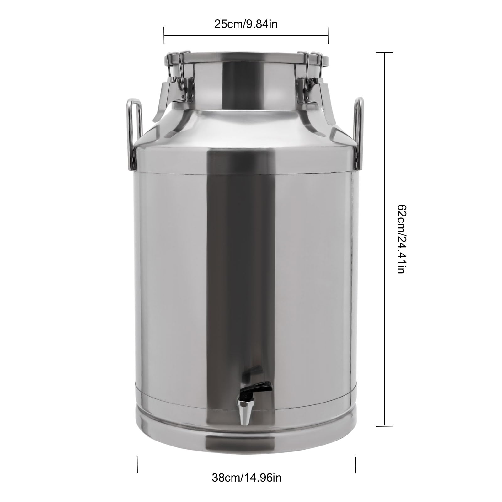 YUMIONB Milk Can, 15.85 Gallon Stainless Steel Milk Jugs Commerical Grains Storage Can Heavy Duty Liquid Storage Container with Sealed Lid and Faucet for Home Kitchen, Hotels, Restaurants(Silver)