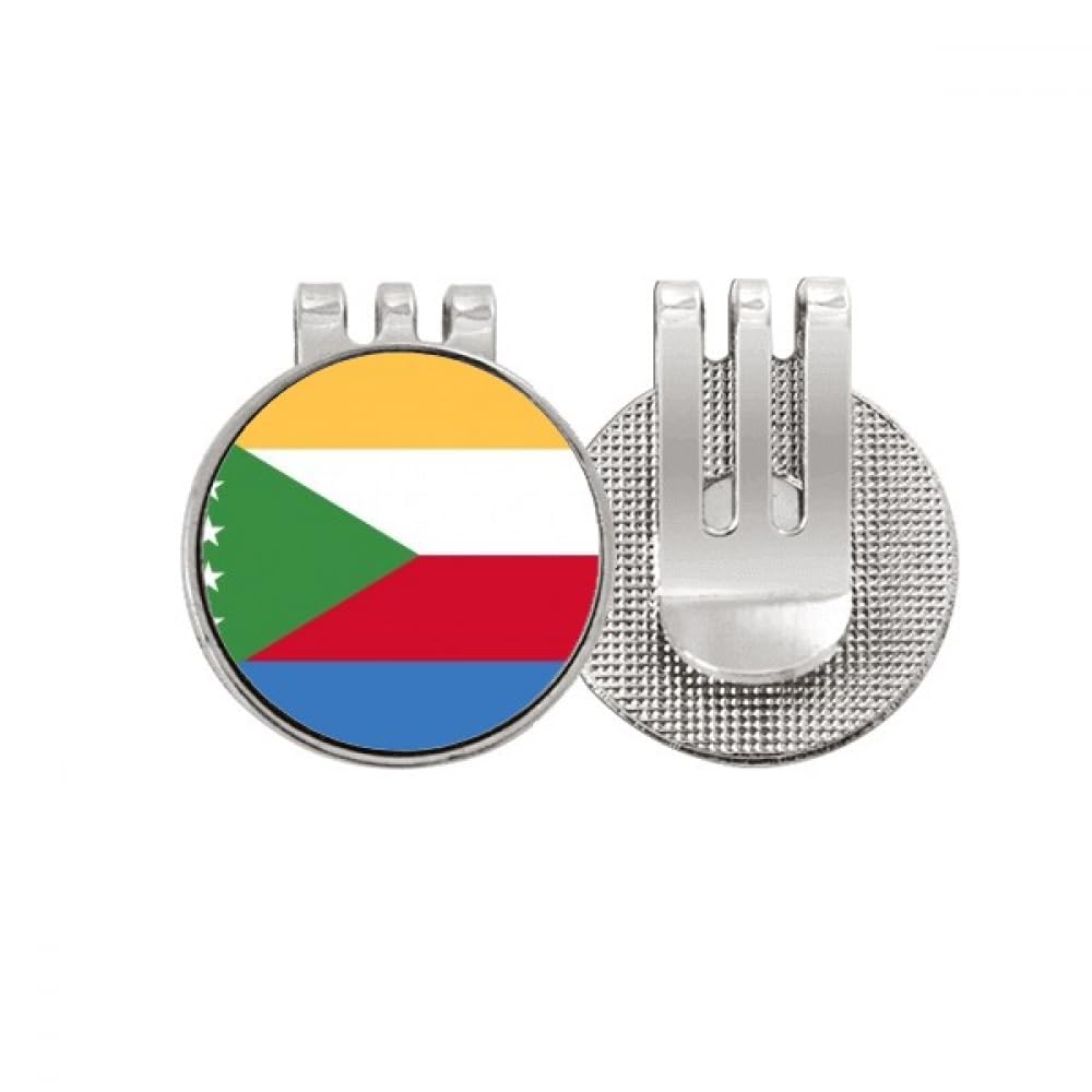Marqueur de balle de golf drapeau des Comores en émail de qualité avec attache aimantée