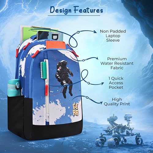 Image of Gear Lost In Space 17 inch /30L Large Water Resistant School Bag | Casual Backpack | Daypack | Travel Backpack | Kids Bag for Boys /Girls (Blue - Red)