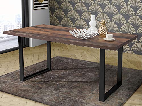 möbelando Esszimmertisch Holztisch Tisch Esstisch Küchentisch Speisetisch Talbert III Old Wood Vintage/Schwarz