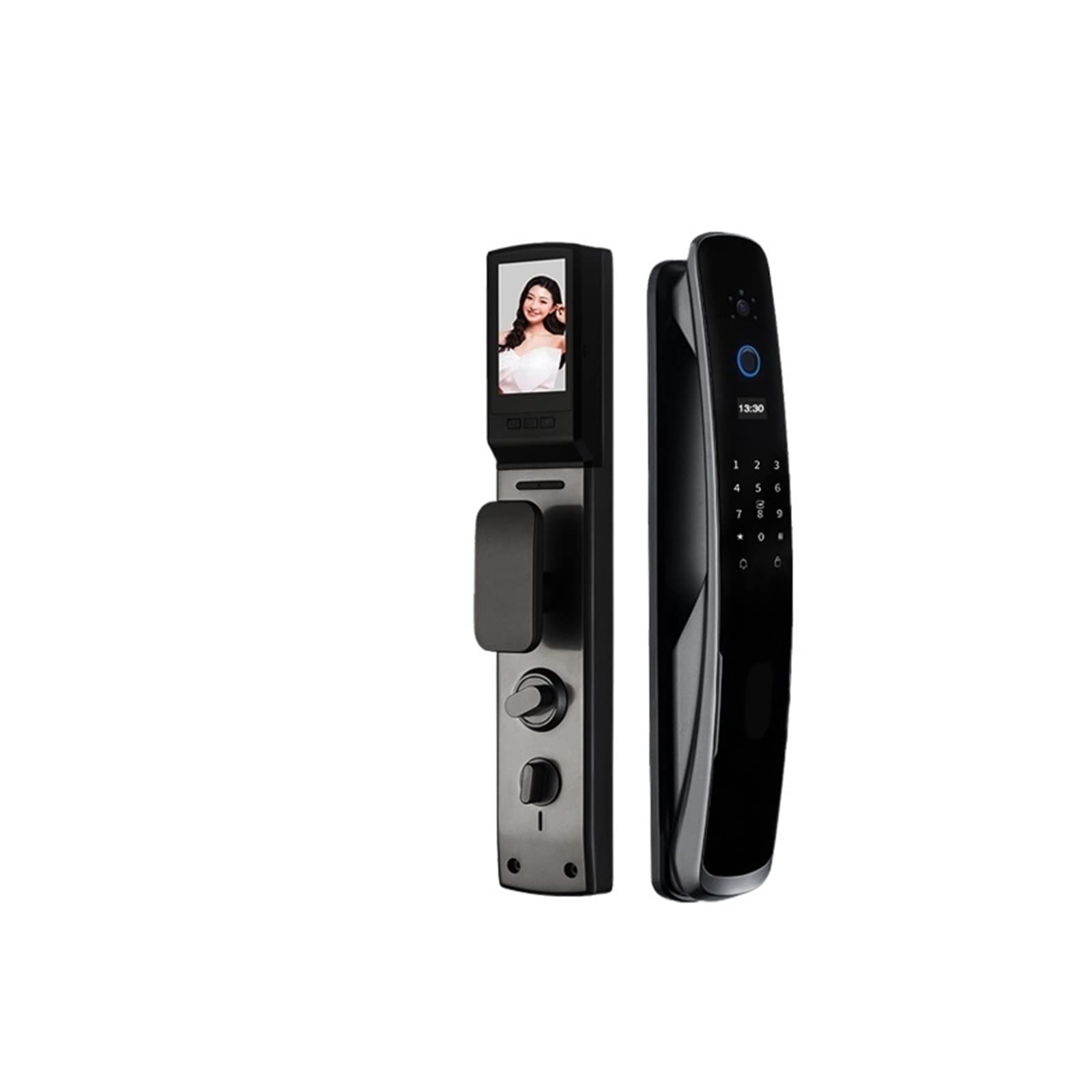 VVHUDADF4 3D Face Recognition Smart Lock With Camera Compatible With Tuya Zigbee Electronic Door Lock Fingerprint Lock With IC Card Peephole (Color : DF4 D2) small gift