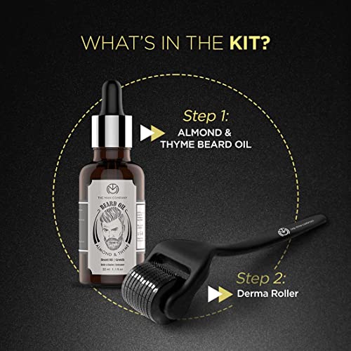 Image of The Man Company Beard Booster Duo | Derma Roller + Beard Oil (50 ml) | Activates Hair Follicles | Accelerates Beard Growth, Fuller & Thicker Beard | Improves Patchy Beard