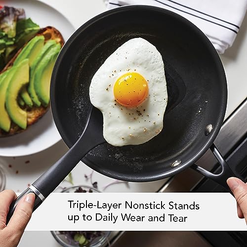 Image of KitchenAid 5-Ply Clad Stainless Steel and Nonstick Induction Frying Pans /Skillet Set, 8.25 Inch and 12.25 Inch - Polished Stainless Steel