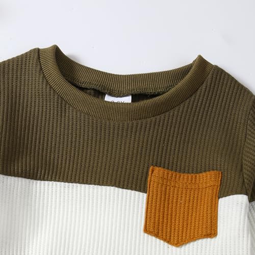 Image of Kid Toddler Boy Clothes Color Block Sweatshirt and Casual Pants 2Pcs Boys Fall Winter Outfits 1-5T