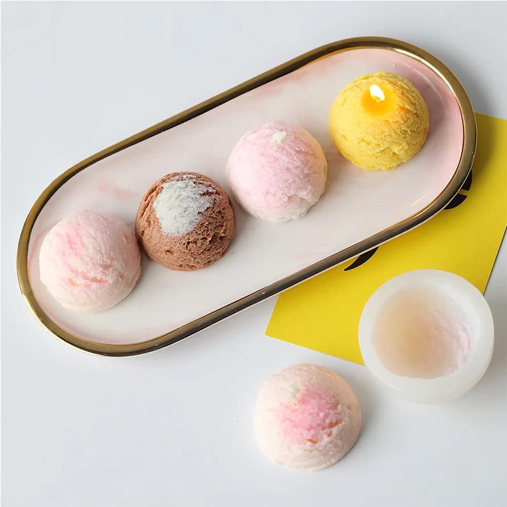 5 Moldes para Hacer Velas 3D - Forma de Bola de Helado y Chocolate, Molde de Silicona en Forma de Fruta para Velas de Cera, Jabón y Decoración