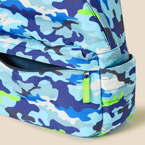 Image of Amazon Essentials Unisex Kids' Backpack for Boys and Girls, Sky Blue Crazy Camo, One Size | Nylon