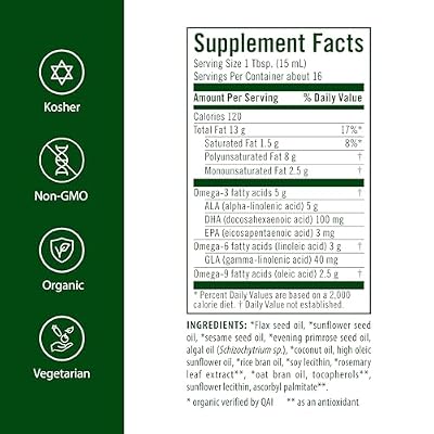 Flora - Udo's Choice Omega 369 Oil Blend with DHA, Udo's Oil Balanced 2:1:1 Ratio of Omega Fatty Acids, Supports Cognitive Function & Overall Health, 8.5-fl.oz. Glass Bottle