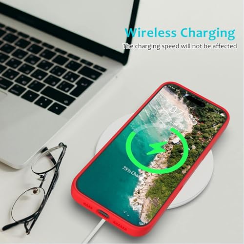 Image of FIRST MART Silicone Back Case for iPhone 16 Pro, Soft-Touch Phone Back Cover for Apple iPhone 16 Pro - Red