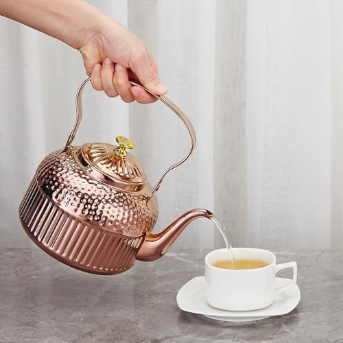 SANQIAHOME Antique 1.8L (60 Oz) Stainless Steel Teapot with Infuser Copper by SANQIAHOME - Image 4