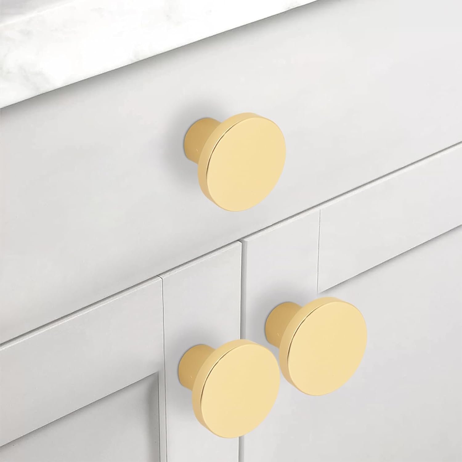 6 Pack Gold Cabinet Knobs Drawer Knobs, Brushed Brass Dresser Knobs Kitchen Cabinet Handles, Round Knob for Cabinets and Drawers Pulls