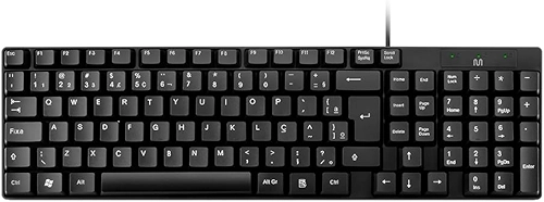 Teclado Com Fio Compacto Conexão USB Cabo de 120cm Resistente Água Preto Multi (Multilaser) - TC193