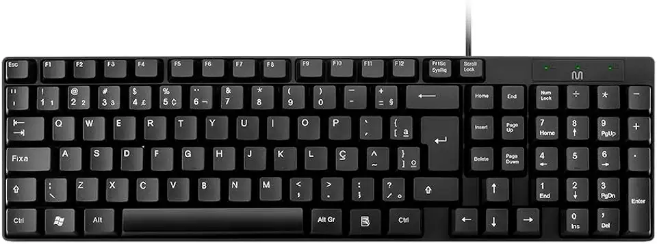 Teclado Com Fio Compacto Conexão USB Cabo de 120cm Resistente Água Preto Multi (Multilaser) - TC193