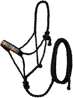 Tough 1 Beaded Mule Halter w.Lead Black Cactus