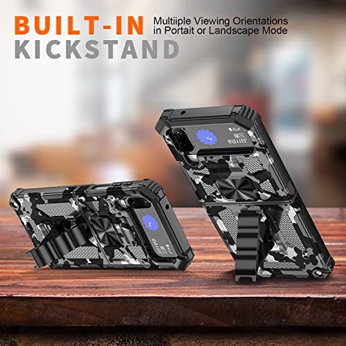 Hvamo Case For Samsung Galaxy Z Flip 4 Case Kickstand Military Shockproof Protective Cover Man Boys Camo Camouflage #TOP4