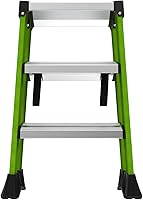 Vista 9 de Little Giant Ladders, Sure Step, 3-Step, Double-Sided Step Stool, Fiberglass, (11953), Type 1AA, 375 lbs Weight Rating, Hi-viz Green