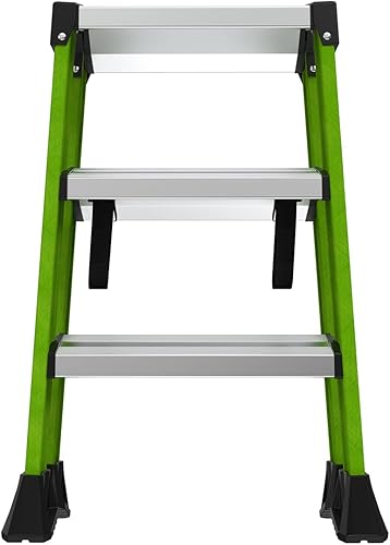 Miniatura 9 de Little Giant Ladders, Sure Step, taburete de doble cara, 3 escalones, fibra de vidrio, (11953), tipo 1AA, clasificación de peso de 375 libras, verde