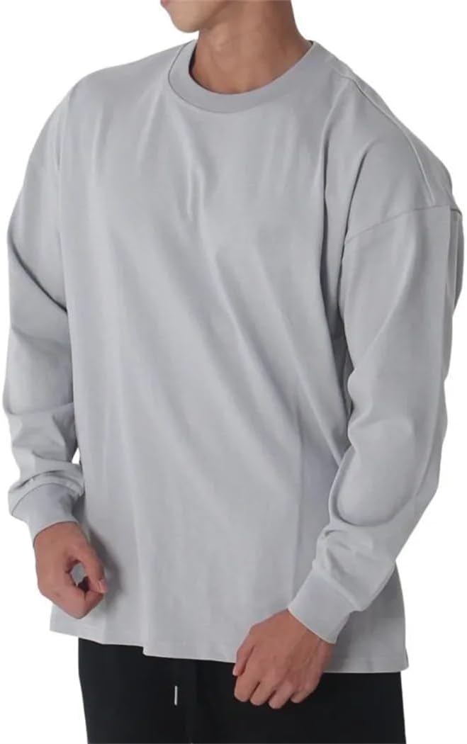 Men's Thin Sweater Fashion Loose Fit Fitness Casual Training Sports Long Sleeve T-Shirt Pullover