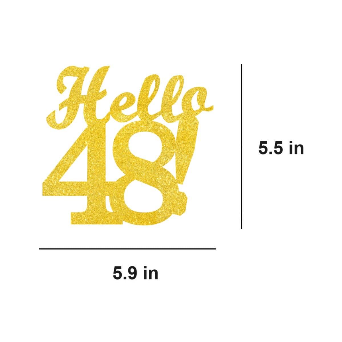Hello 48 Cake Toppers Gold Glitter, Happy 48th Birthday Cake Decorations Cheers to 48 Years Party Decor, forty-eight Year Old Theme Birthday Anniversary Party Supplies