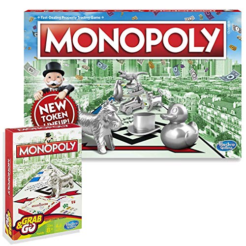 Classic Monopoly & Monopoly Grab & Go (Travel Size) Bundle [Exclusively Bundled by Brishan]
