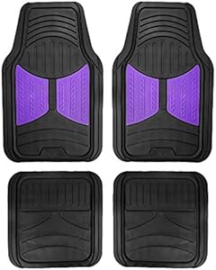 Automotive Floor Mats Purple Climaproof for All Weather Protection Universal Fit Heavy Duty Rubber fits Most Cars, SUVs, and Trucks, Full Set Trim to Fit FH Group F11313PURPLE