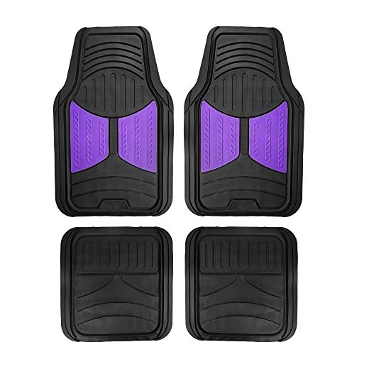 FH Group Automotive Floor Mats Purple Climaproof for All Weather Protection Universal Fit Heavy Duty Rubber fits Most Cars, SUVs, and Trucks, Full Set Trim to Fit Purple
