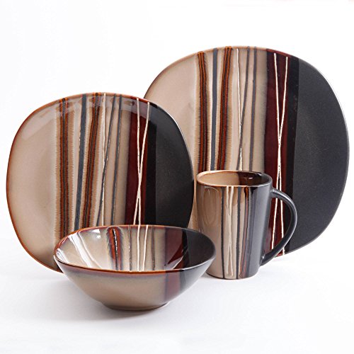 Better Homes And Gardens Bazaar Brown 16-Piece Dinnerware Set, Ceramic , Stone #TOP1