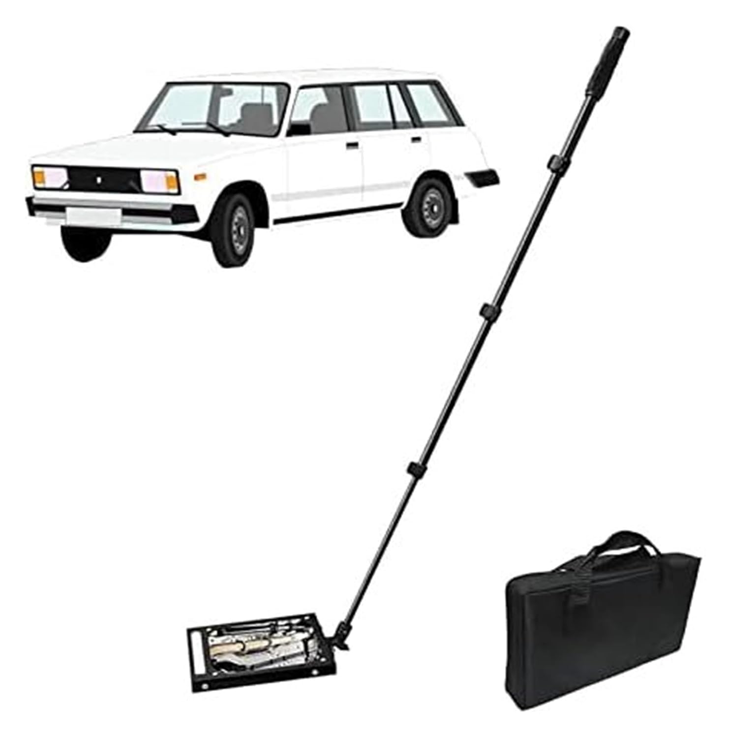 Under Vehicle Inspection Mirror, Square Acrylic Vehicle Mirror with Wheels and Led Light, Extendable Inspection Mirror Adjustable
