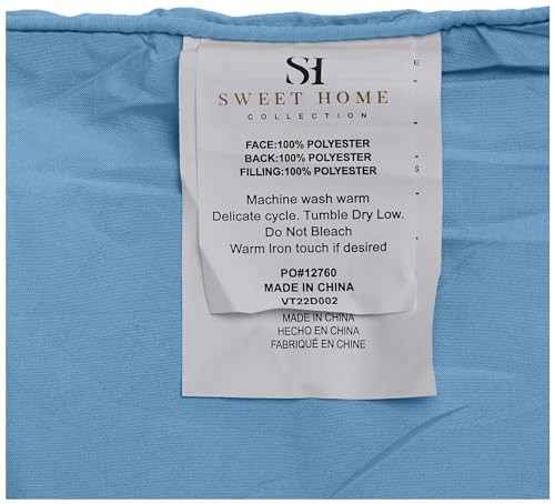 Sweet Home Collection 7 Piece Comforter Set Bag Solid Color All Season Soft Down Alternative Blanket & Luxurious Microfiber Bed Sheets, Denim, Twin XL