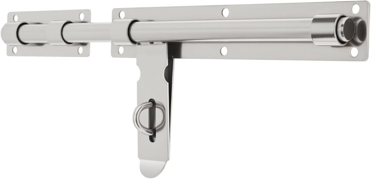 14 inch Heavy Duty Gate Latch, 304 Stainless Steel Slide Bolt Latch with Padlock Hole,Thickened Barrel Bolts Safety Door Lock for Large Wooden/Metal Gates/Fence Gate (14 Inch)