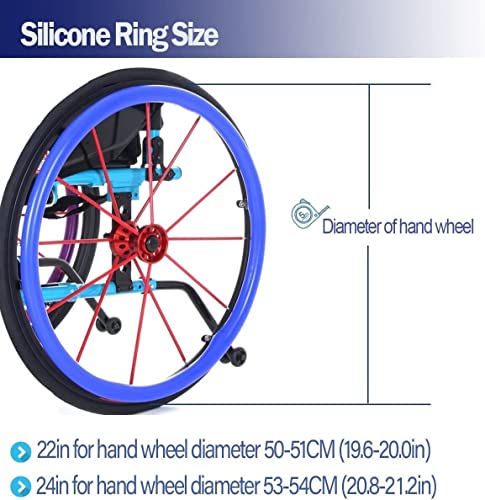Wheelchair Accessories For Adults, 22/24 Inch Silicone Wheelchair Push Rim Covers, Non-Slip Wear-Resistant Wheelchair Hand Push Ring Covers Rear Wheel Grips Cover Protective Cover (Color : A, Size : #TOP1