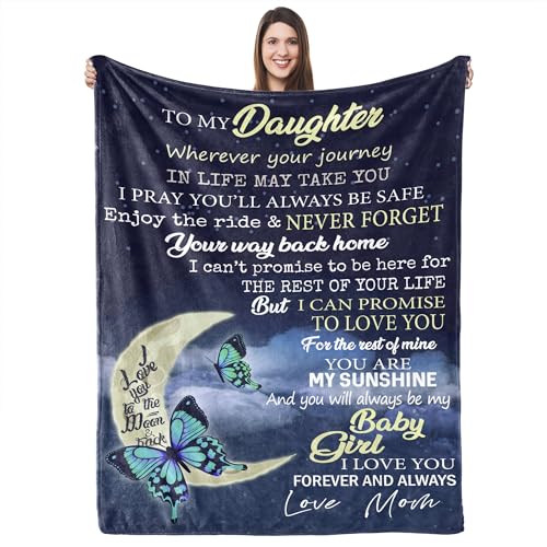 UFOORO Mothers Day for Daughter Gifts, Daughters Birthday Gift, Throw Blanket Presents from Mom, Presents for Daughter Adult, Butterfly Blanket 60"X80"