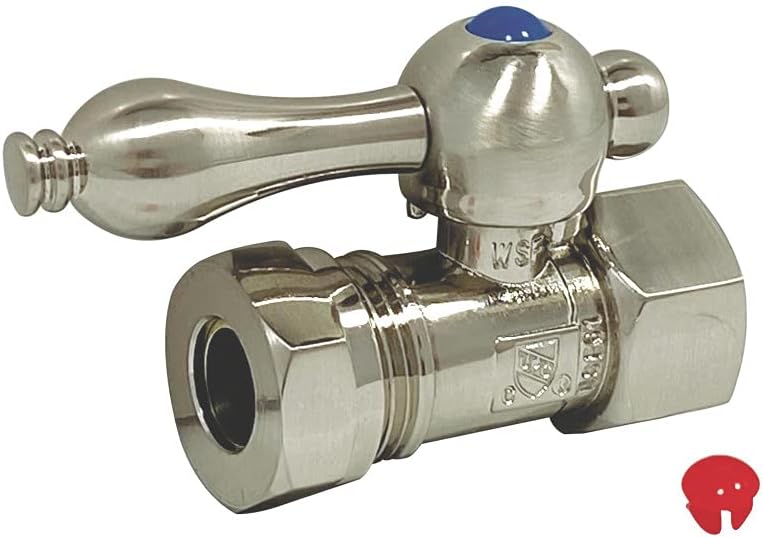 Kingston Brass CC44153 Quarter Turn Valves (1/2-Inch FIP X 1/2-Inch and 7/16-Inch O.D. Slip Joint), Antique Brass