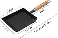 Vista 3 de Tamagoyaki - Sartén pequeña de hierro fundido sin revestimiento sartén japonesa rectangular con tapa de madera que puede funcionar como plato